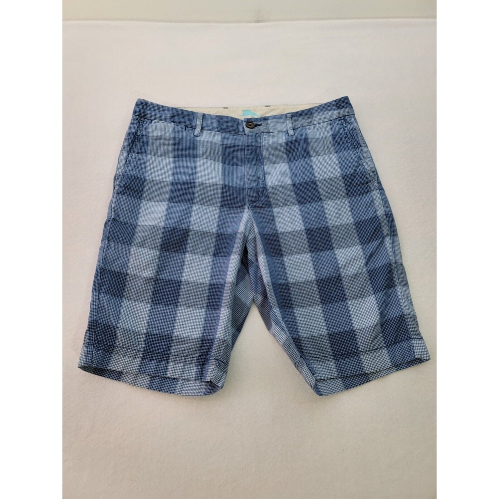 Tommy Bahama Cotton Blue Plaid Shorts Mens 32 Beach Causal 9"‎ inseam